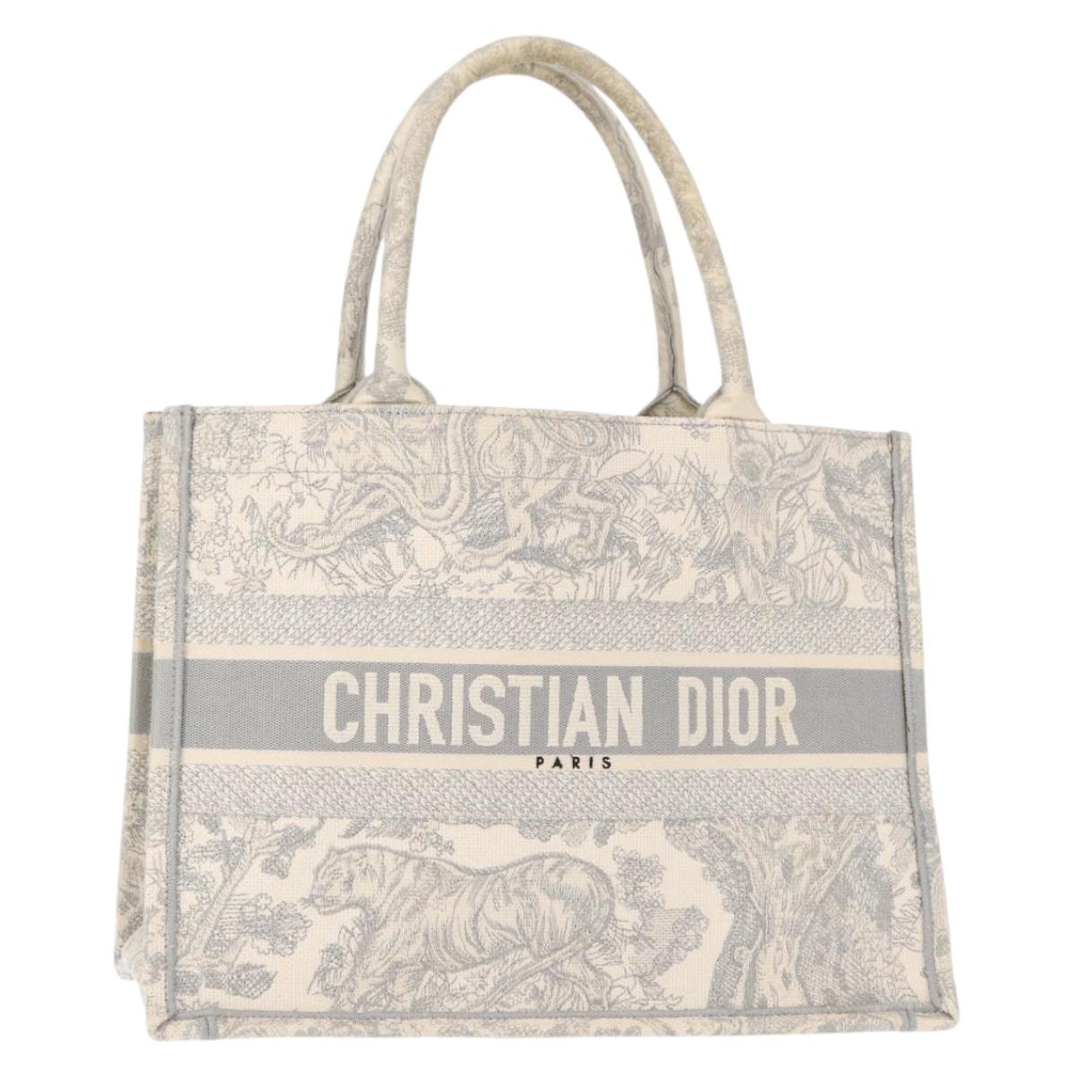 Christian Dior Toile De Jouy Book Tote Hand Bag Canvas Gray Auth ka113A