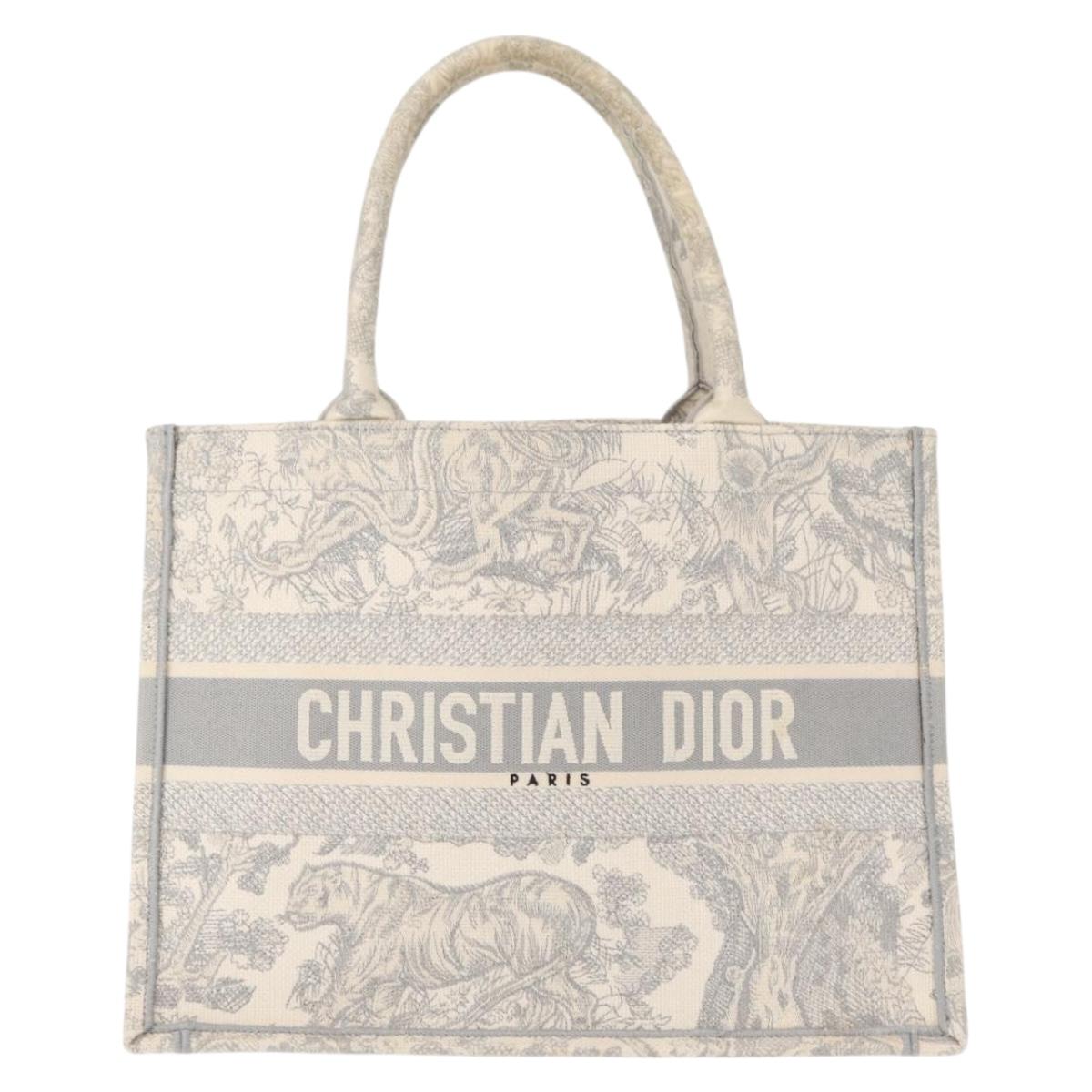 Christian Dior Toile De Jouy Book Tote Hand Bag Canvas Gray Auth ka113A