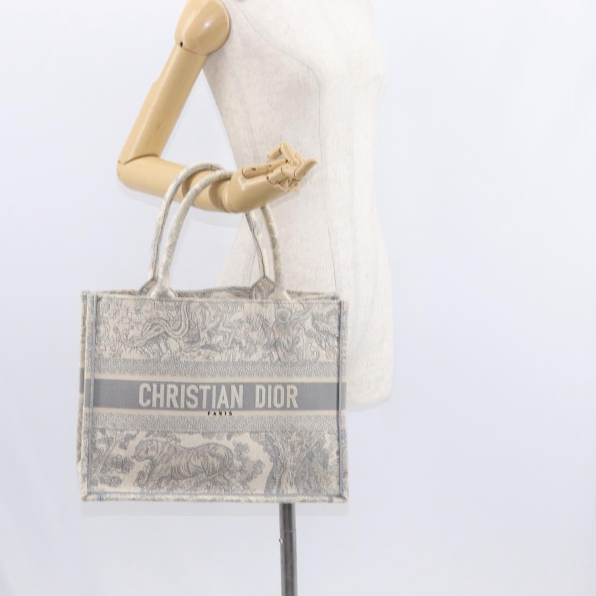 Christian Dior Toile De Jouy Book Tote Hand Bag Canvas Gray Auth ka113A