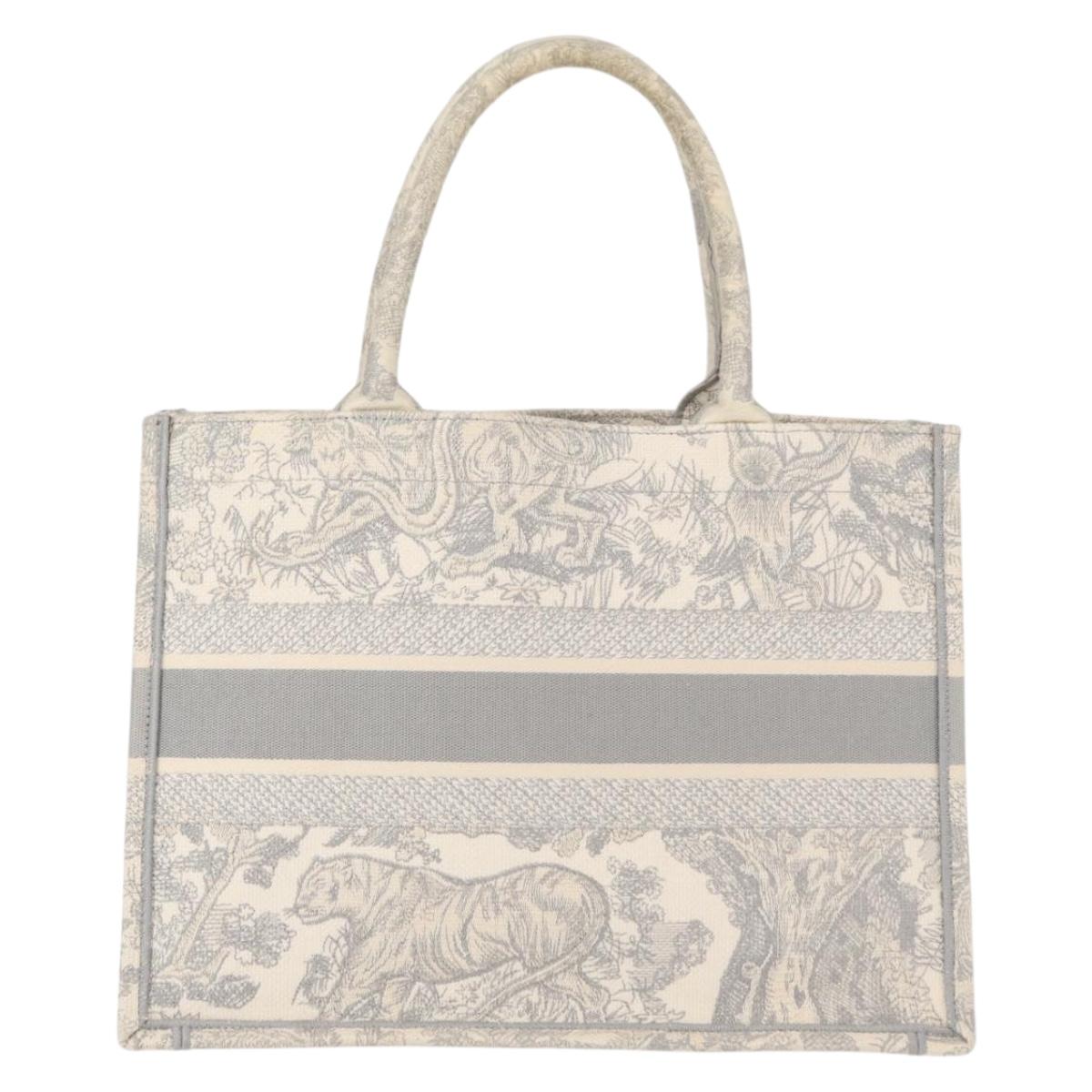 Christian Dior Toile De Jouy Book Tote Hand Bag Canvas Gray Auth ka113A