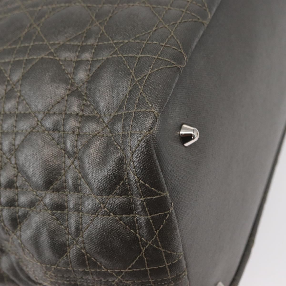 Christian Dior Canage Tote Bag Coated Canvas Silver tone Auth ka114