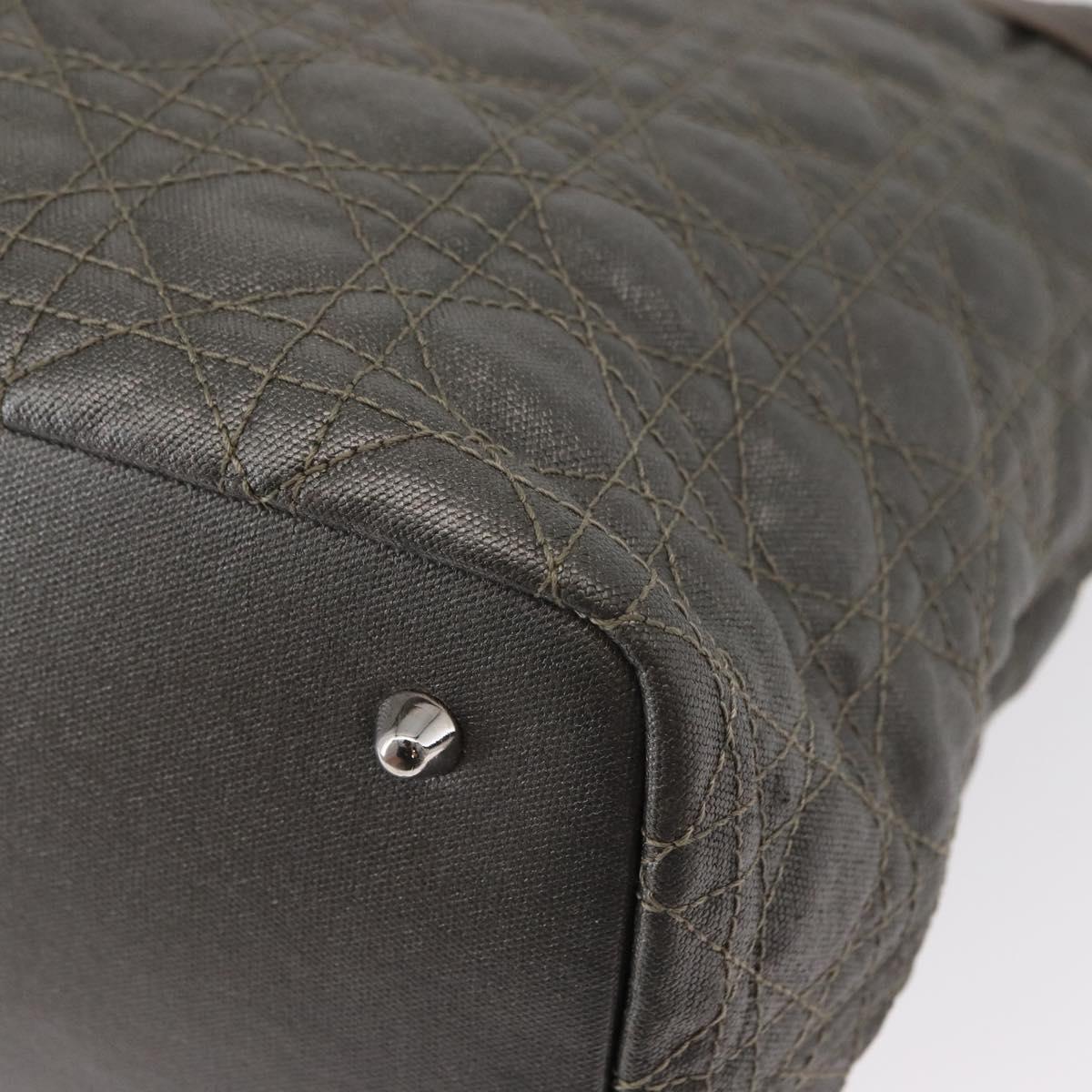 Christian Dior Canage Tote Bag Coated Canvas Silver tone Auth ka114
