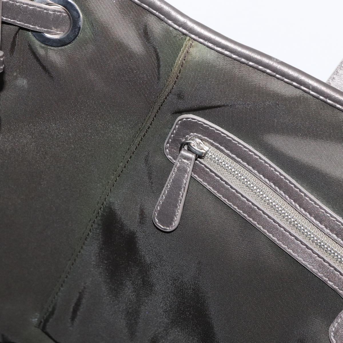 Christian Dior Canage Tote Bag Coated Canvas Silver tone Auth ka114