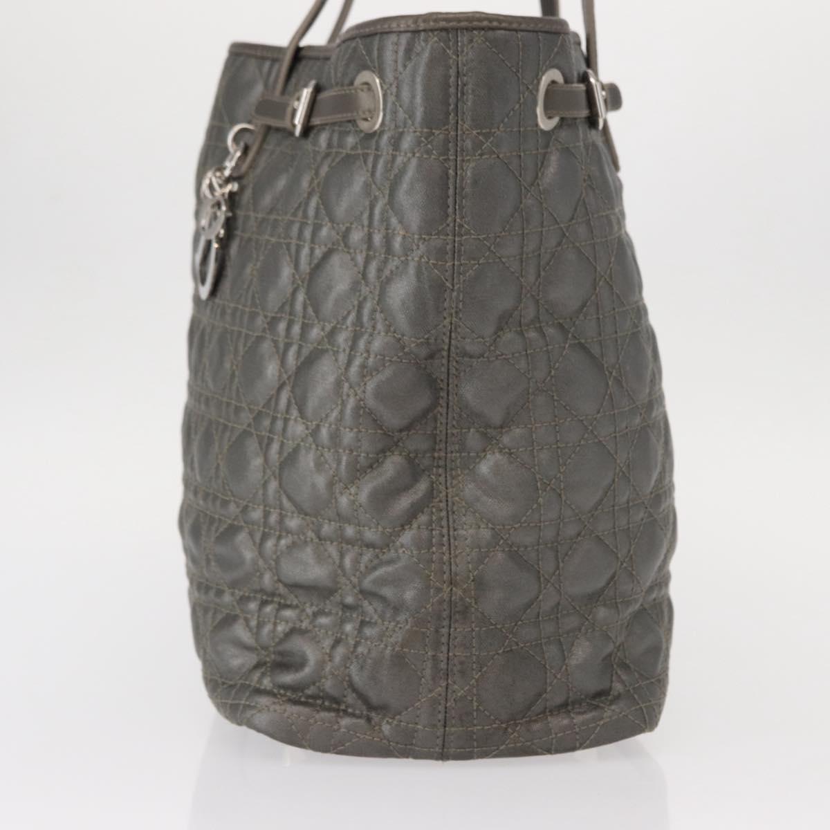 Christian Dior Canage Tote Bag Coated Canvas Silver tone Auth ka114