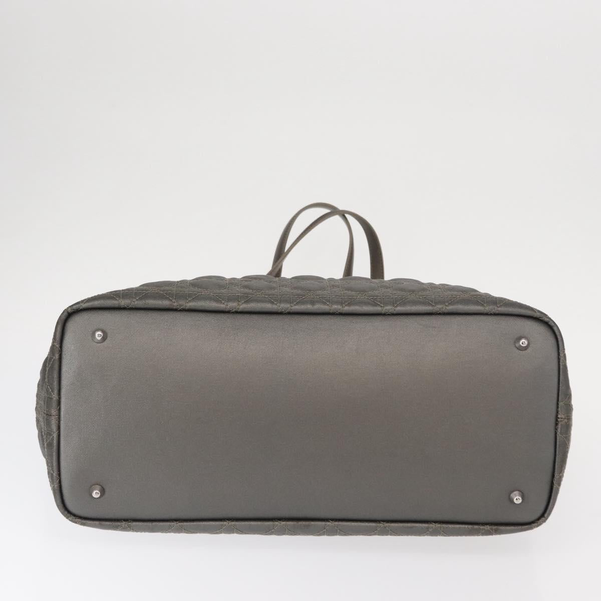 Christian Dior Canage Tote Bag Coated Canvas Silver tone Auth ka114