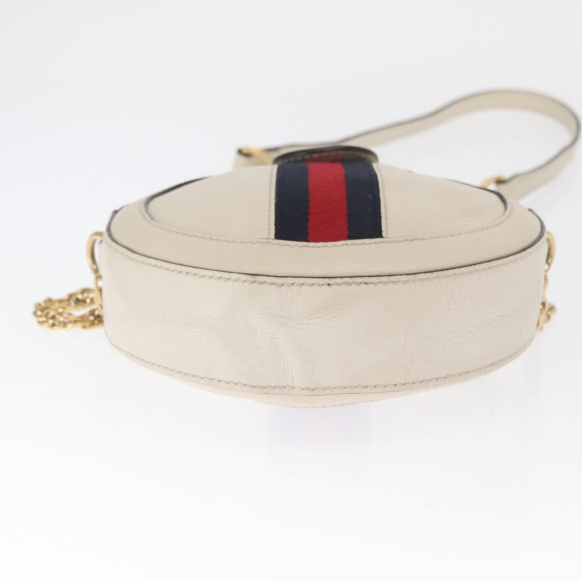 GUCCI Chain GG Marmont Sherry Line Bag Leather White Gold 550618 Auth ka1140