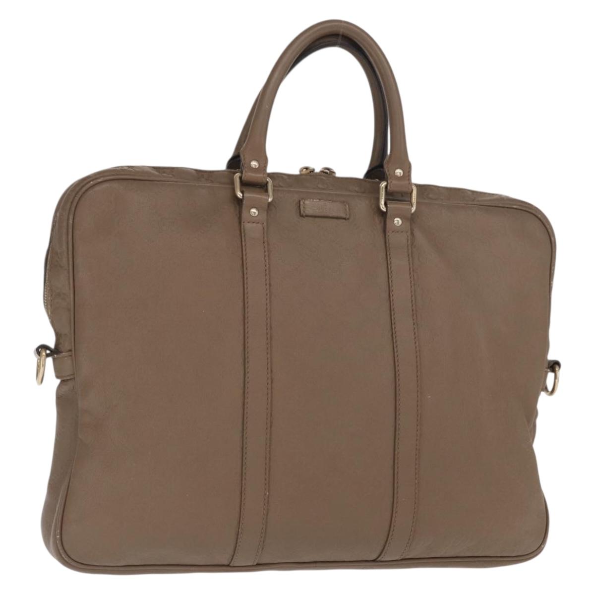 GUCCI GG Canvas Guccissima Hand Bag Leather Brown Gold 208463 Auth ka1141
