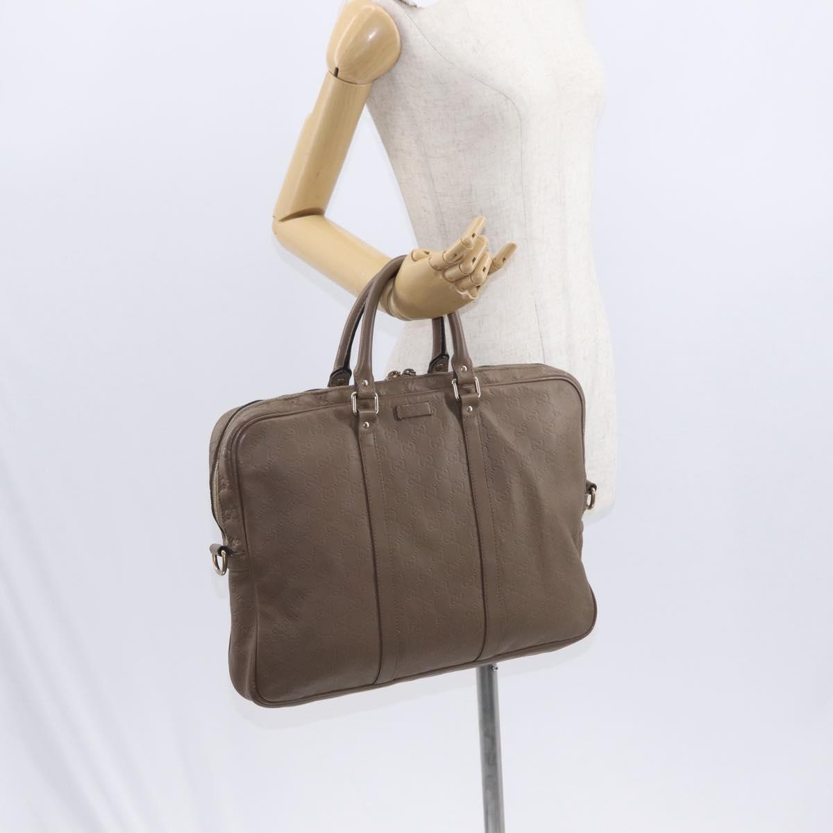 GUCCI GG Canvas Guccissima Hand Bag Leather Brown Gold 208463 Auth ka1141