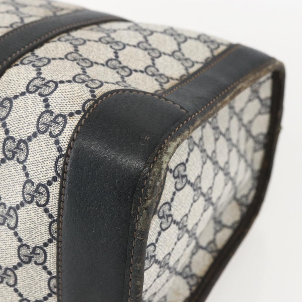 GUCCI GG Supreme Hand Bag PVC Navy Gold Auth ka1142
