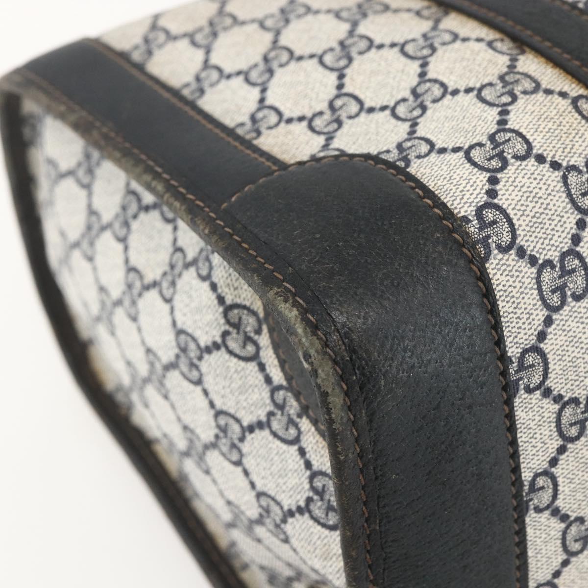 GUCCI GG Supreme Hand Bag PVC Navy Gold Auth ka1142
