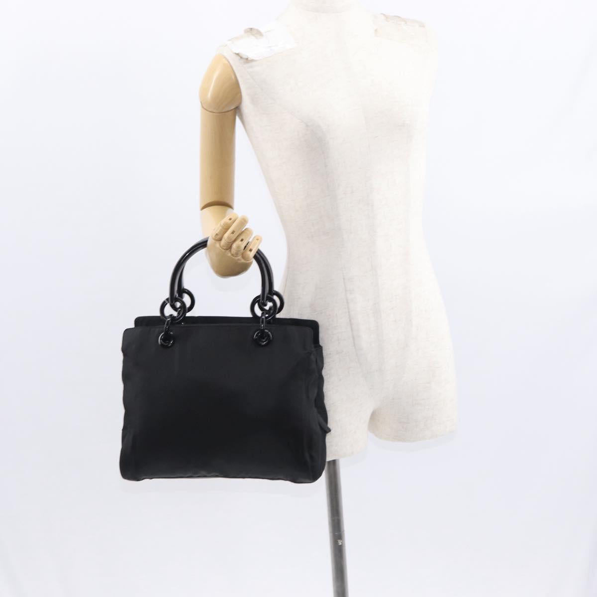 PRADA Hand Bag Nylon Black Silver Auth ka1143
