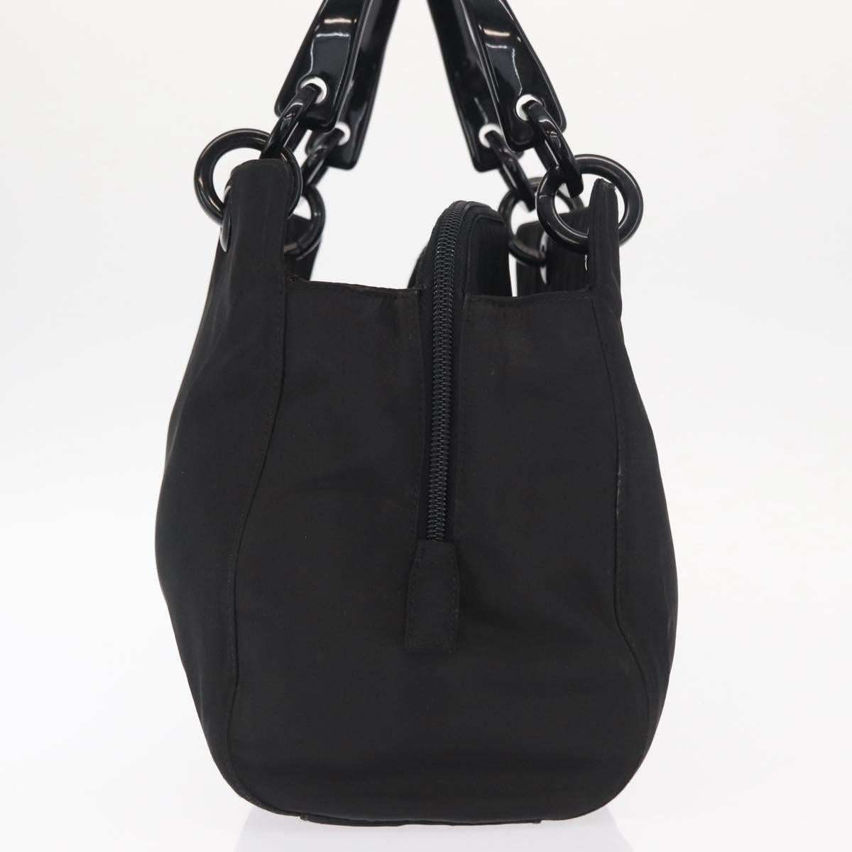 PRADA Hand Bag Nylon Black Silver Auth ka1143