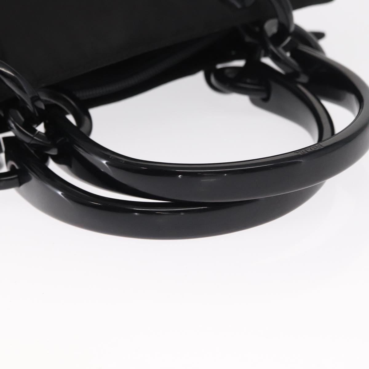 PRADA Hand Bag Nylon Black Silver Auth ka1143