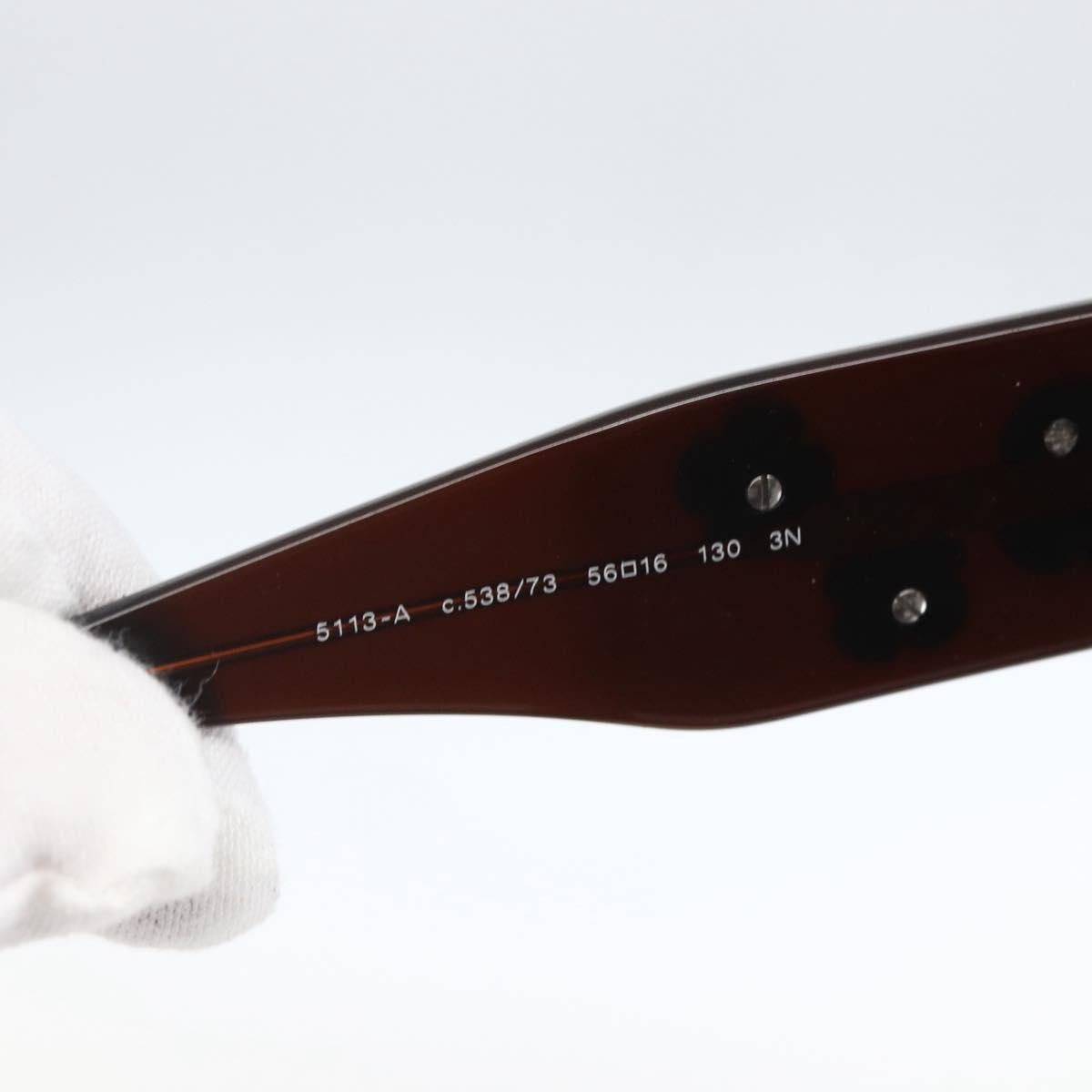 CHANEL Camelia Sunglasses plastic Brown CC Auth ka1148
