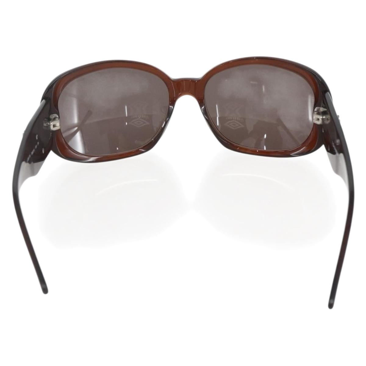CHANEL Camelia Sunglasses plastic Brown CC Auth ka1148