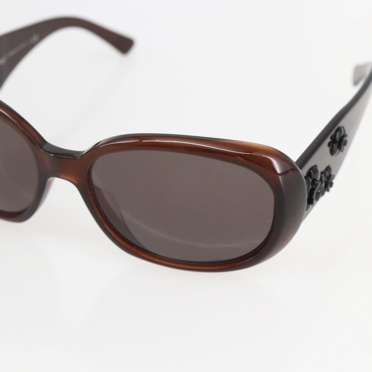 CHANEL Camelia Sunglasses plastic Brown CC Auth ka1148