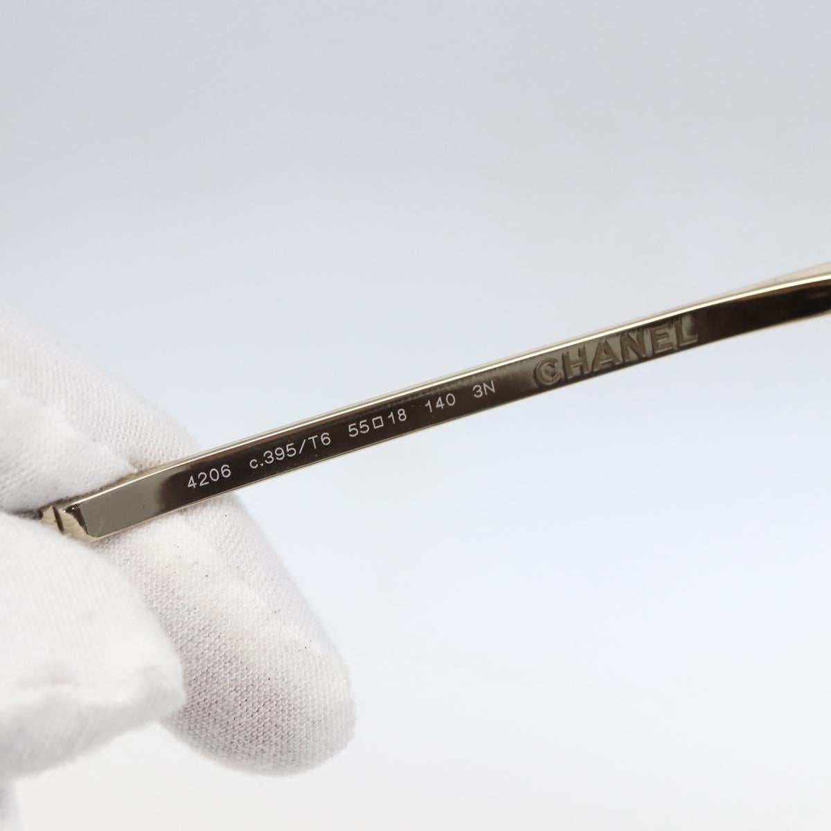 CHANEL Sunglasses metal Gold Tone CC Auth ka1149