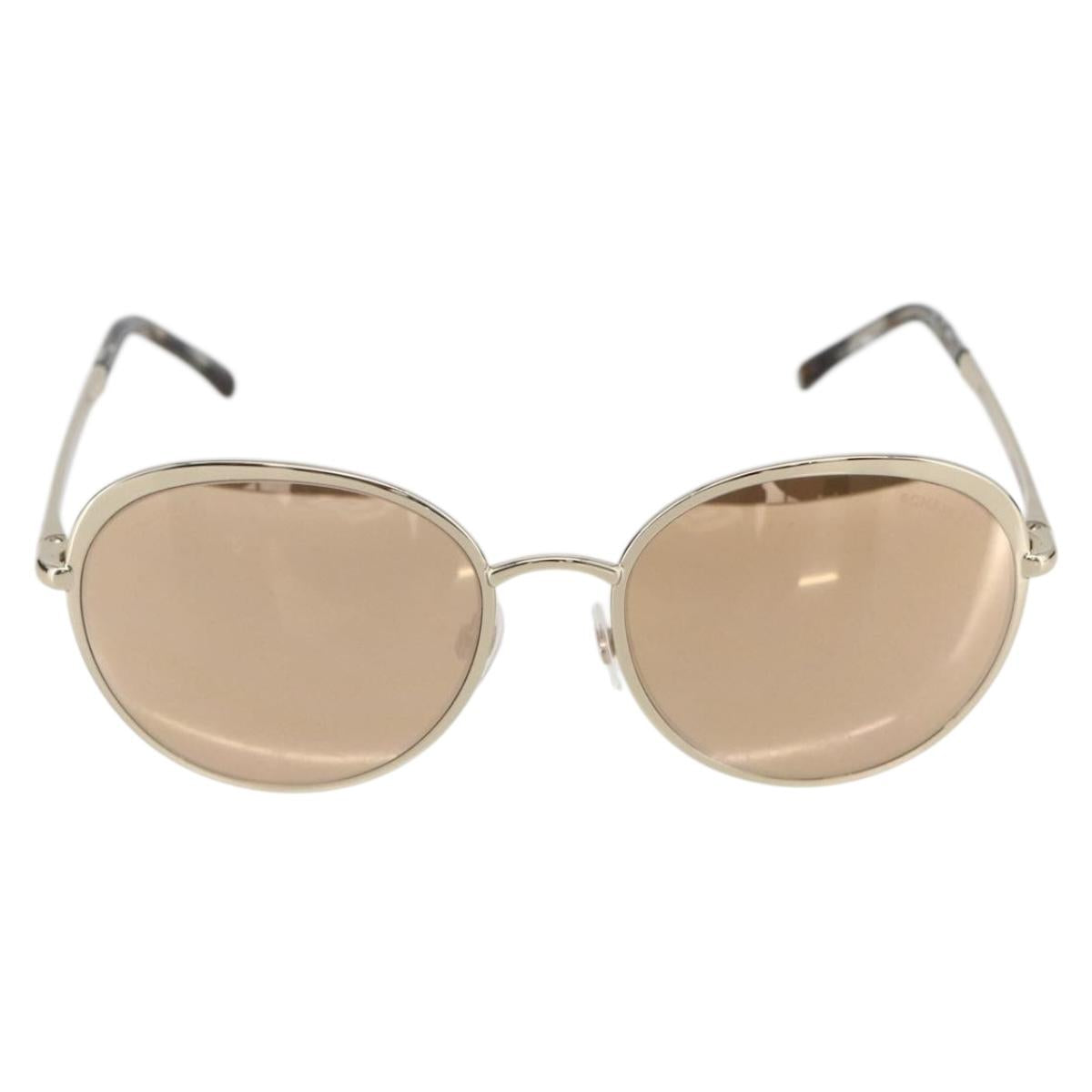 CHANEL Sunglasses metal Gold Tone CC Auth ka1149