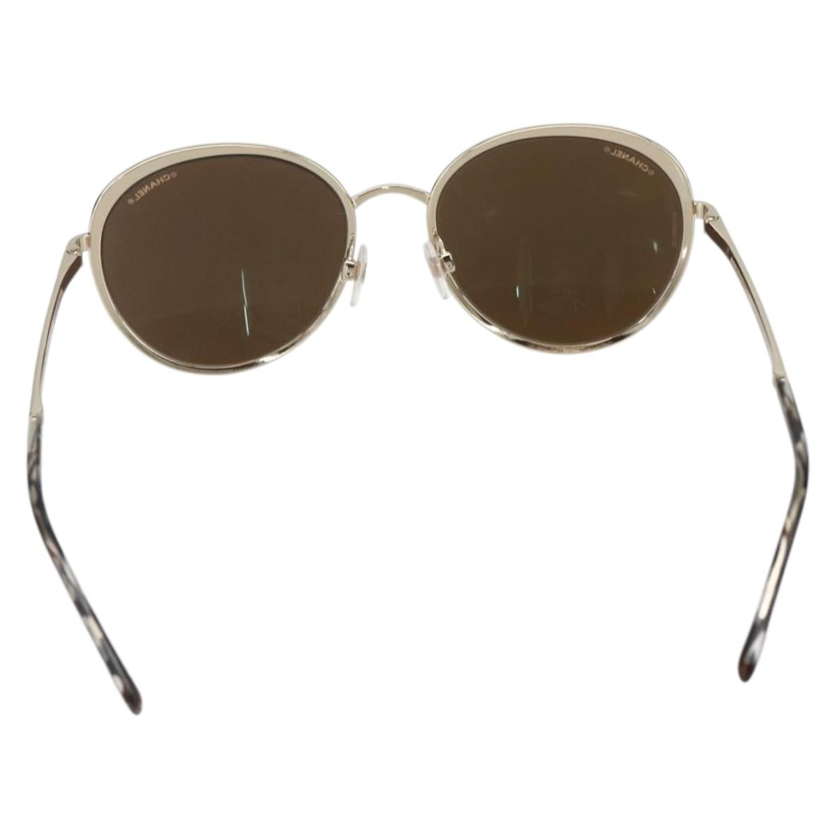CHANEL Sunglasses metal Gold Tone CC Auth ka1149