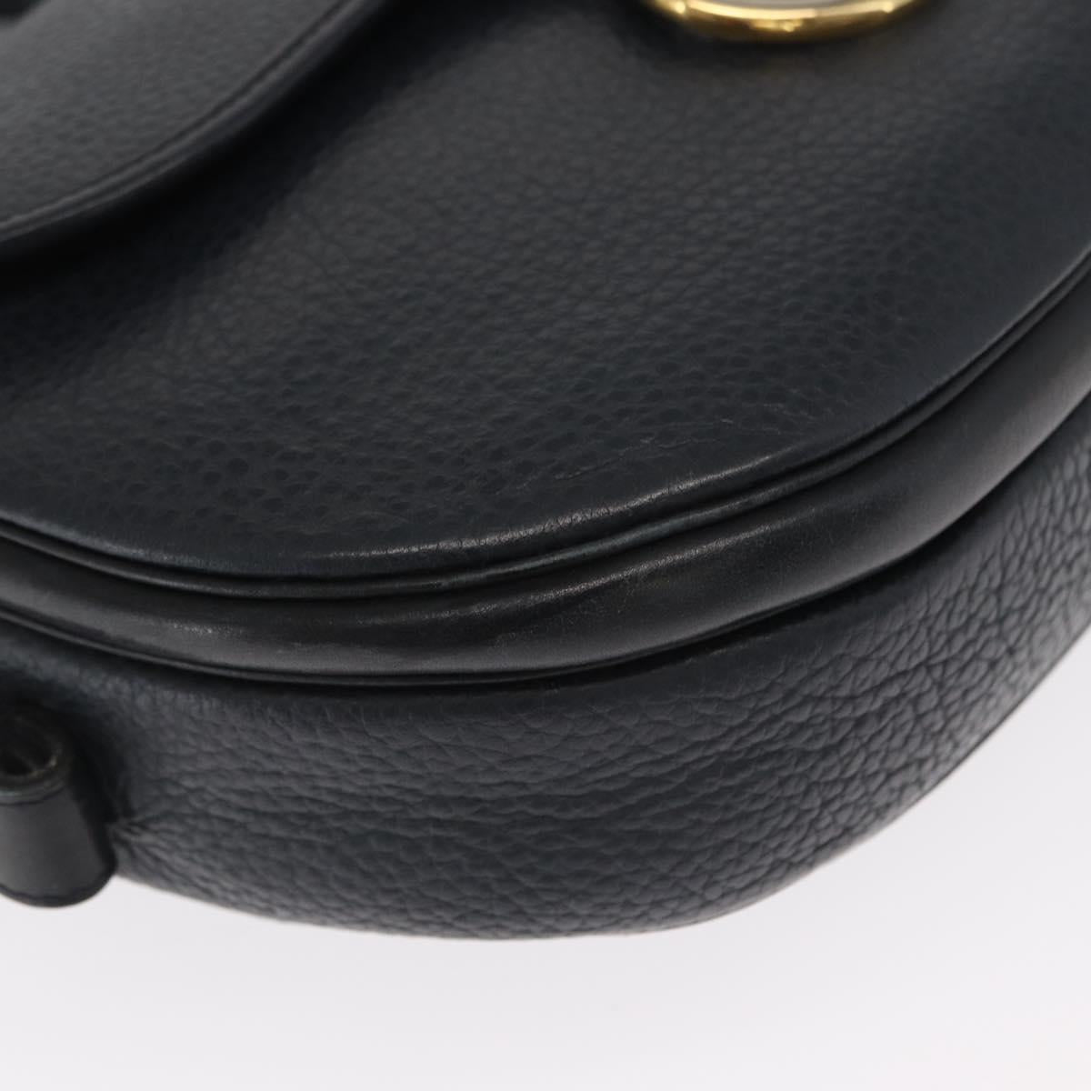 Christian Dior Shoulder Bag Leather Navy Gold Auth ka1151