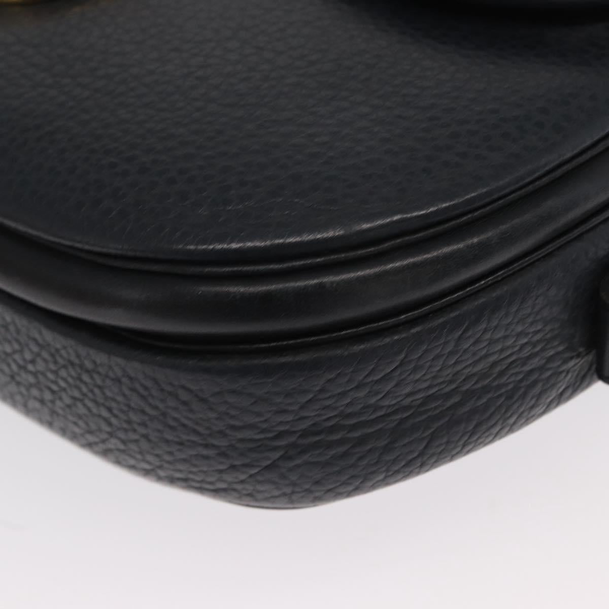 Christian Dior Shoulder Bag Leather Navy Gold Auth ka1151