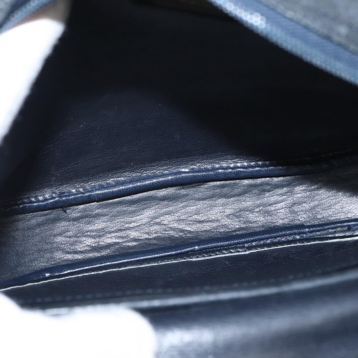 Christian Dior Shoulder Bag Leather Navy Gold Auth ka1151
