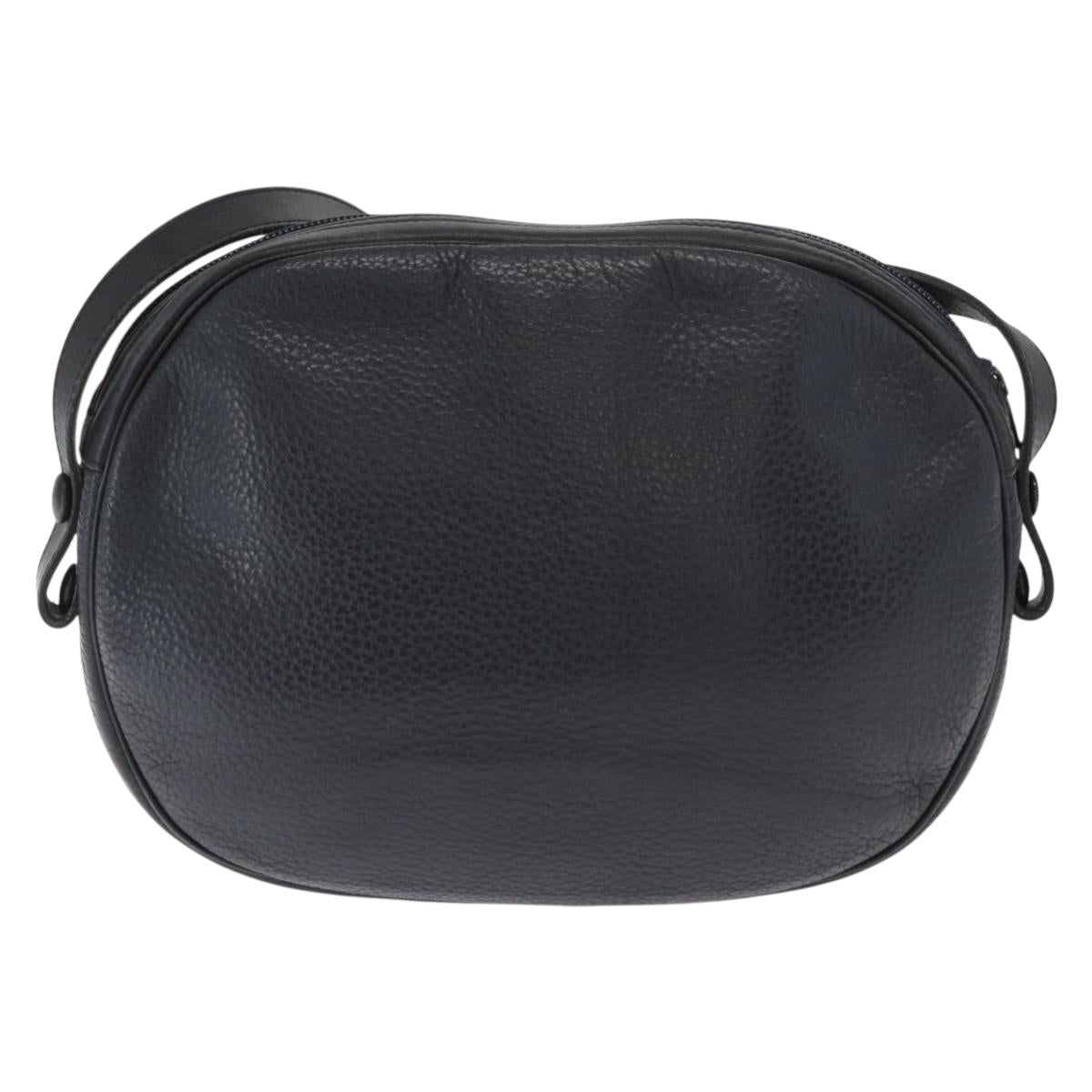 Christian Dior Shoulder Bag Leather Navy Gold Auth ka1151