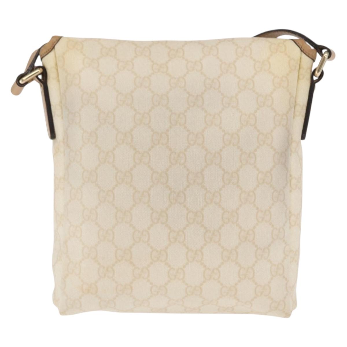 GUCCI GG Supreme Shoulder Bag PVC White Gold 223666 Auth ka1153