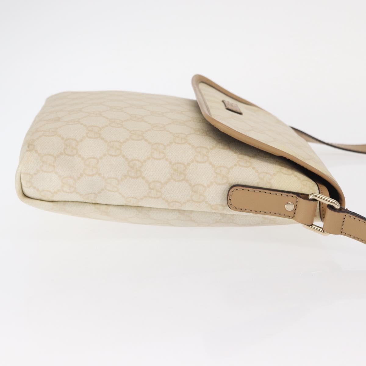 GUCCI GG Supreme Shoulder Bag PVC White Gold 223666 Auth ka1153