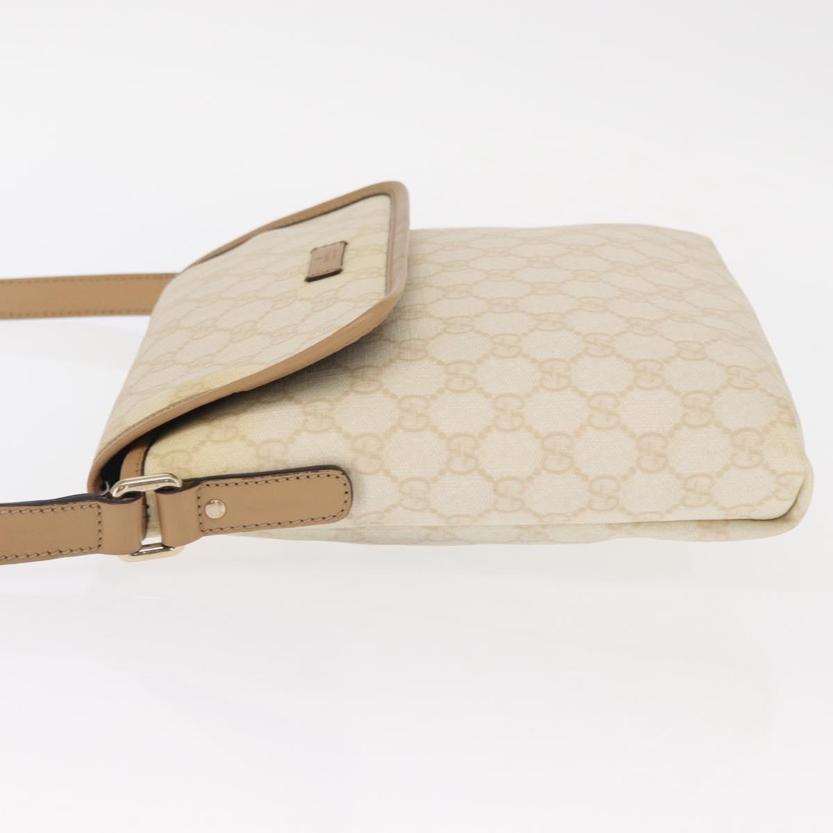 GUCCI GG Supreme Shoulder Bag PVC White Gold 223666 Auth ka1153