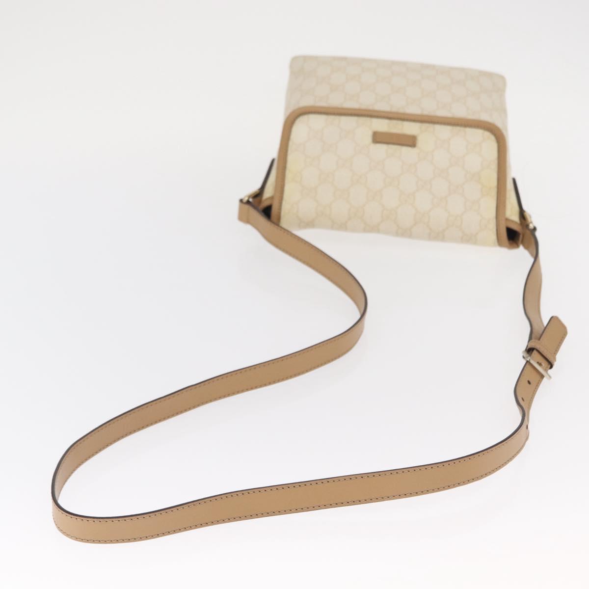GUCCI GG Supreme Shoulder Bag PVC White Gold 223666 Auth ka1153