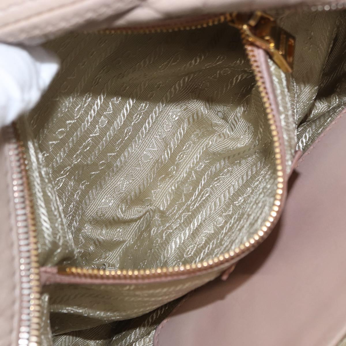 PRADA Hand Bag Leather 2way Beige Gold Auth ka1158