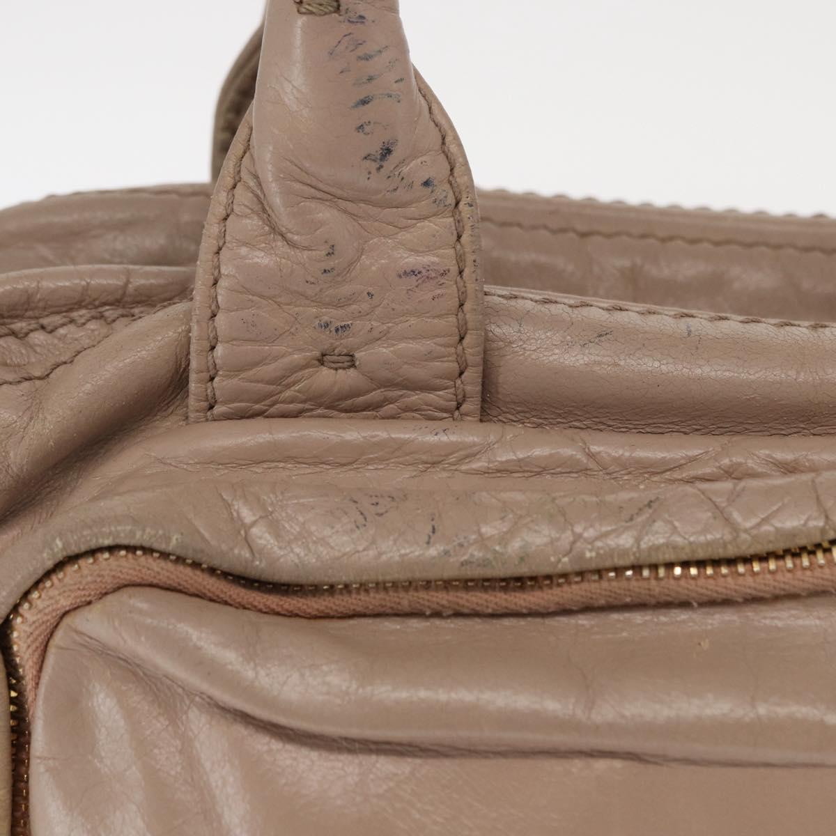 PRADA Hand Bag Leather 2way Beige Gold Auth ka1158
