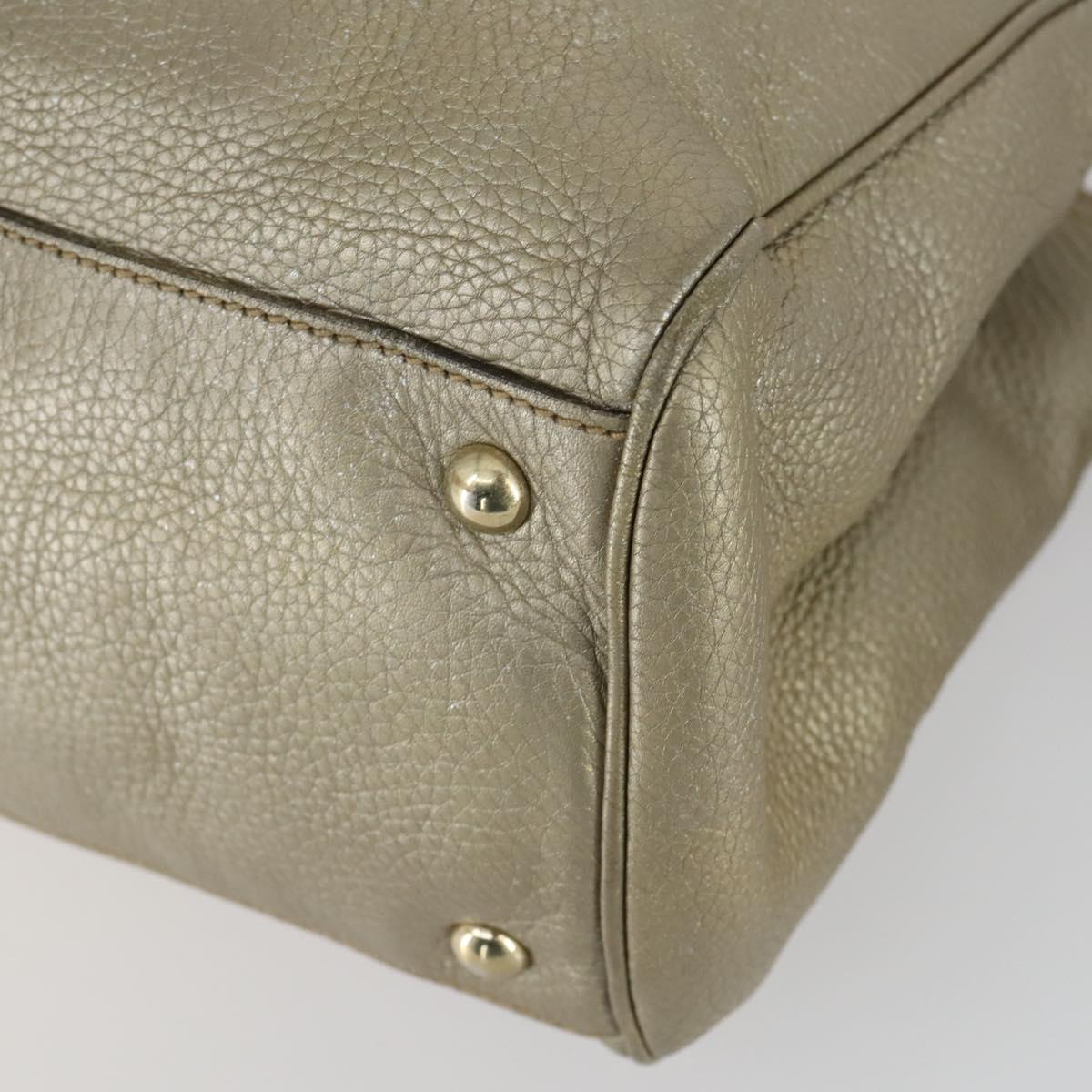 GUCCI Bamboo Hand Bag Leather 2way Beige Gold 323660 Auth ka1163