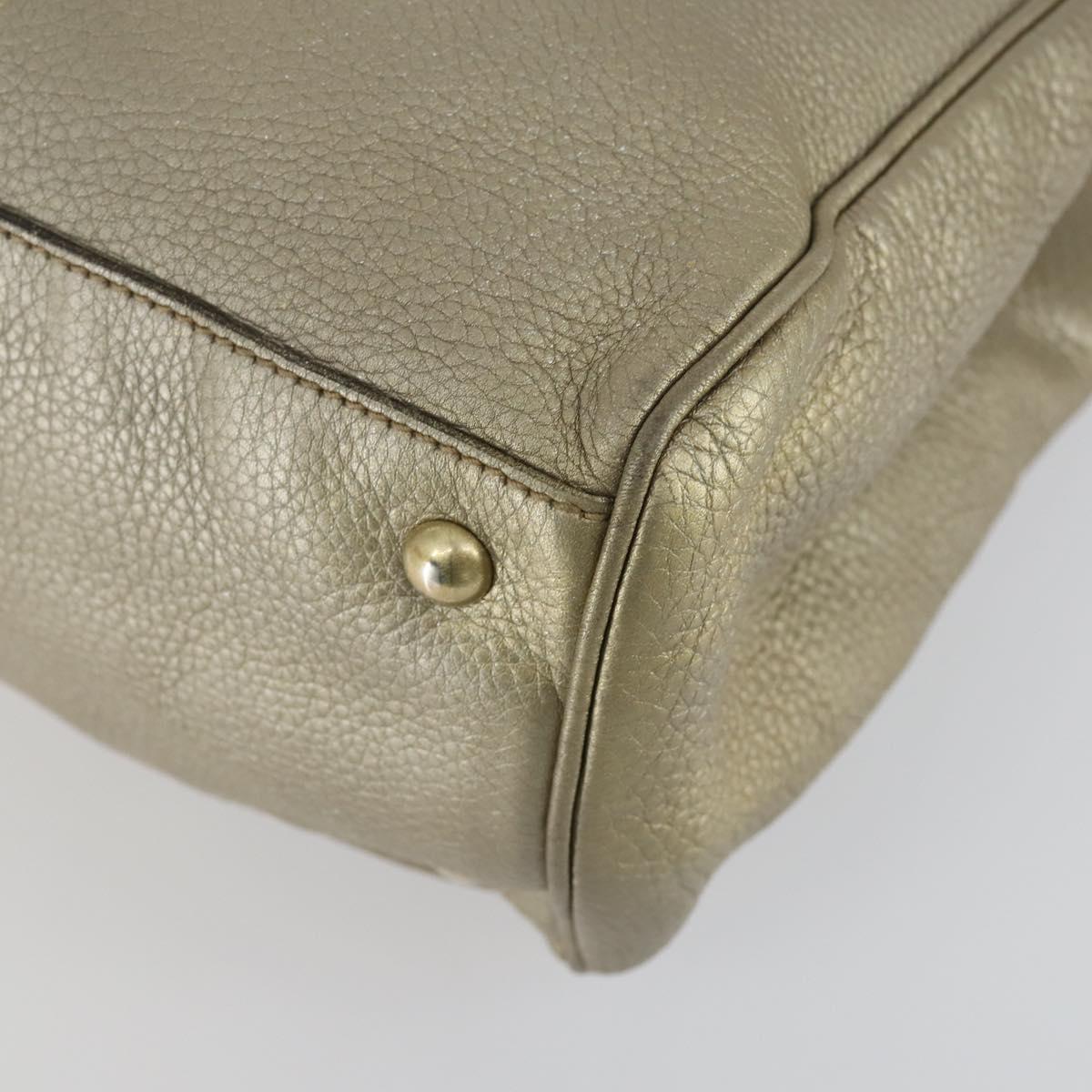 GUCCI Bamboo Hand Bag Leather 2way Beige Gold 323660 Auth ka1163