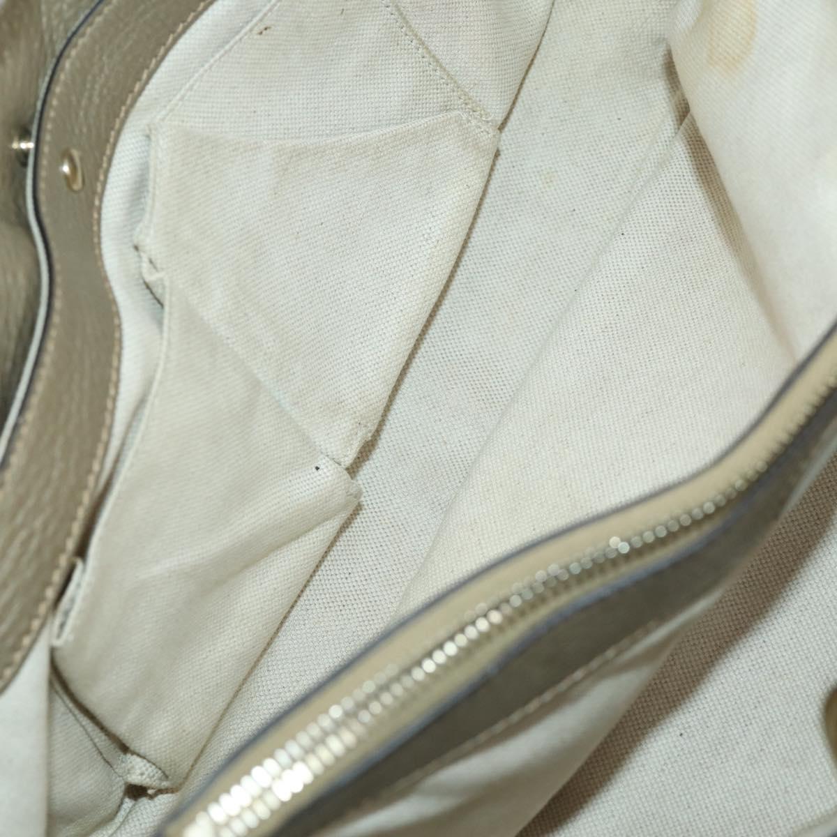 GUCCI Bamboo Hand Bag Leather 2way Beige Gold 323660 Auth ka1163