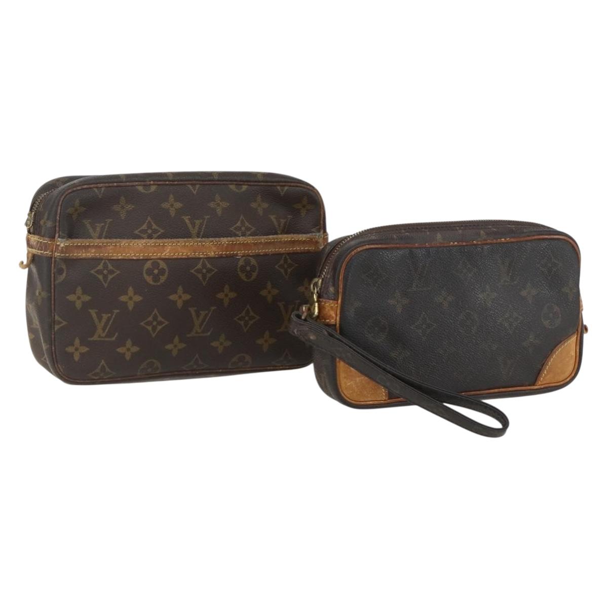 LOUIS VUITTON Monogram Clutch Bag 2 Set LV Auth ka1165