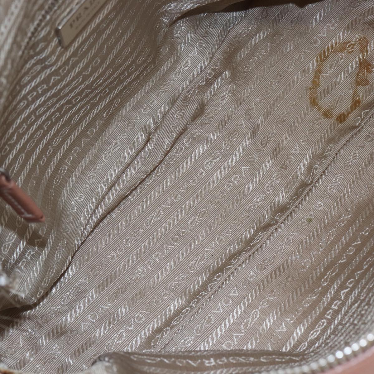 PRADA Hand Bag Leather Silver Beige Auth ka117