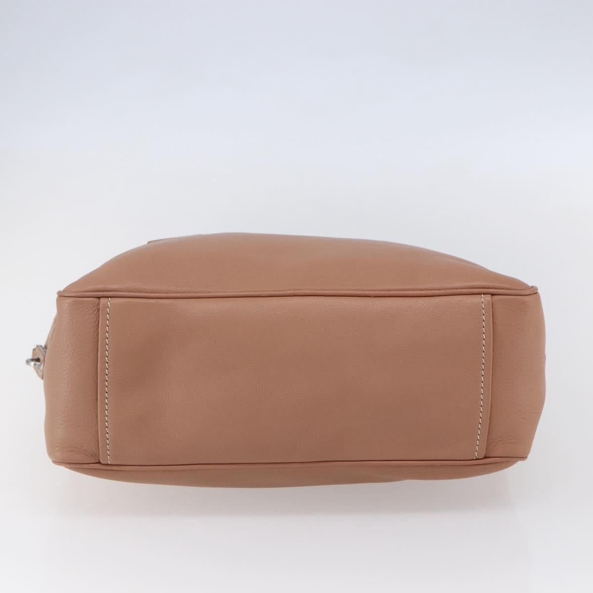 PRADA Hand Bag Leather Silver Beige Auth ka117