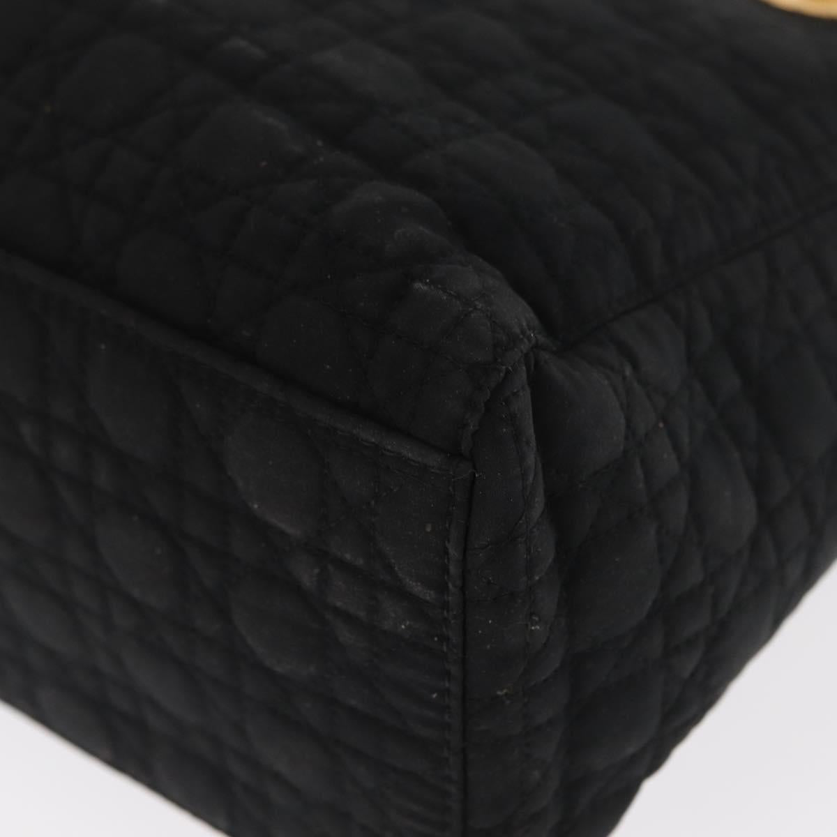 Christian Dior Lady Dior Canage Hand Bag Nylon Black Gold Auth ka1172