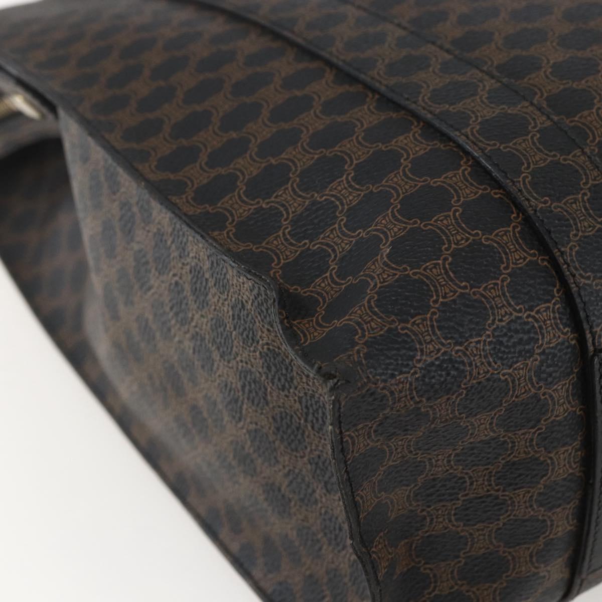 CELINE Macadam Canvas Tote Bag PVC Leather Black Gold Auth ka1178A