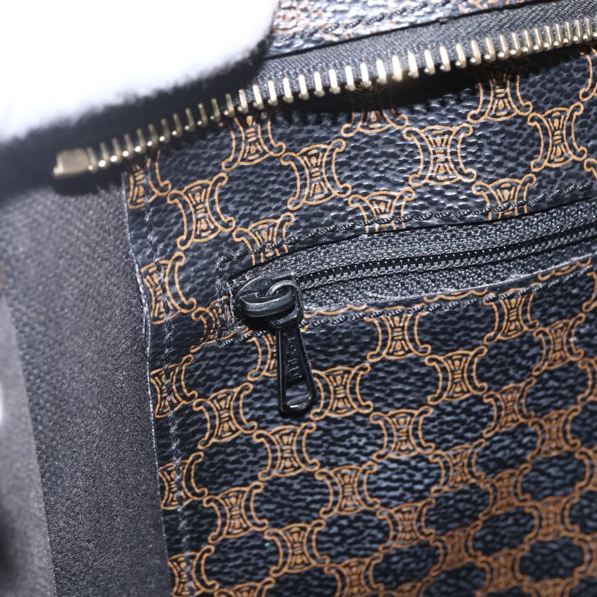 CELINE Macadam Canvas Tote Bag PVC Leather Black Gold Auth ka1178A