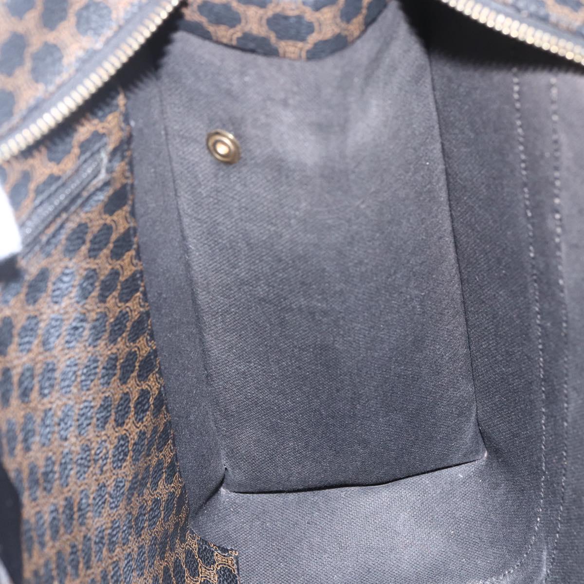CELINE Macadam Canvas Tote Bag PVC Leather Black Gold Auth ka1178A