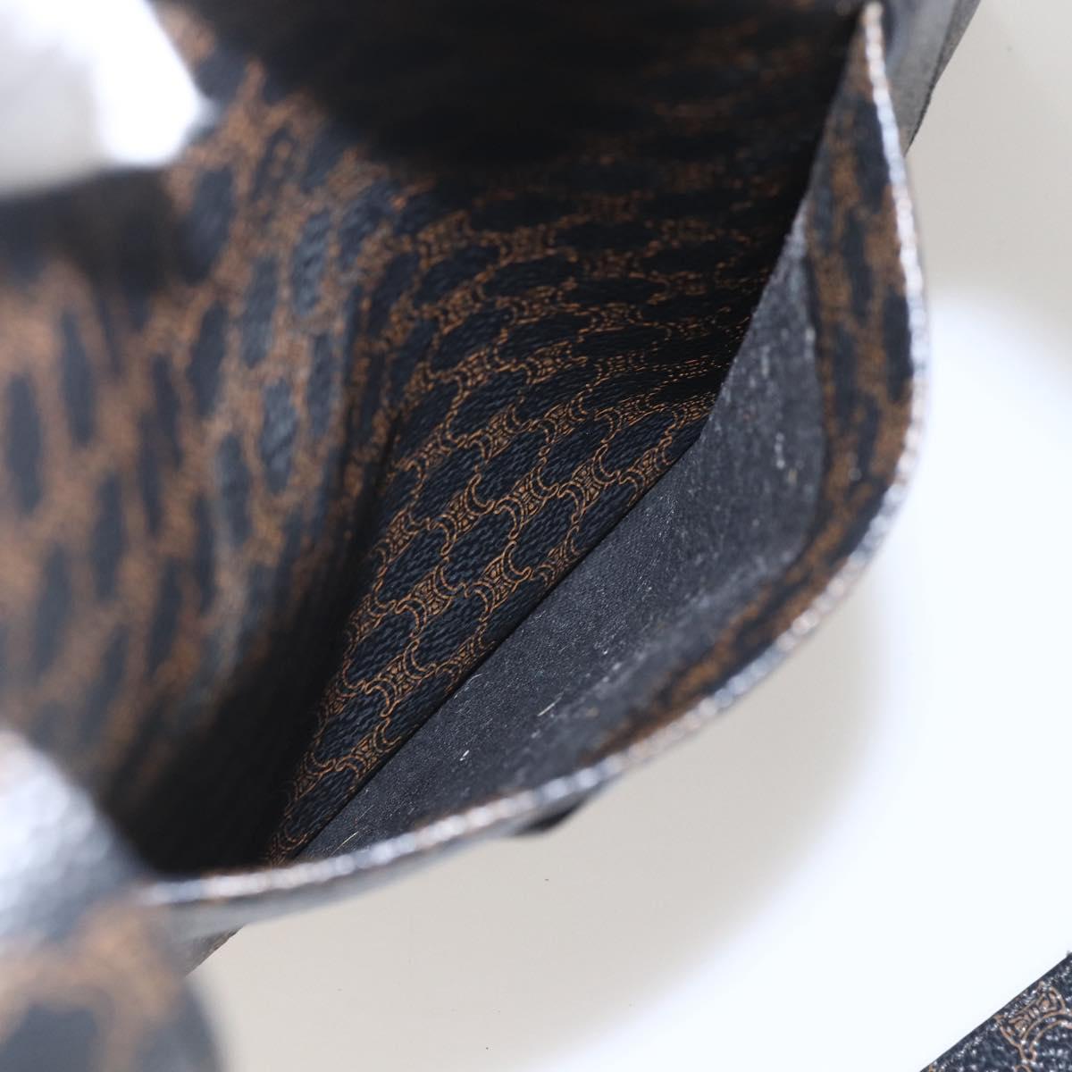 CELINE Macadam Canvas Tote Bag PVC Leather Black Gold Auth ka1178A