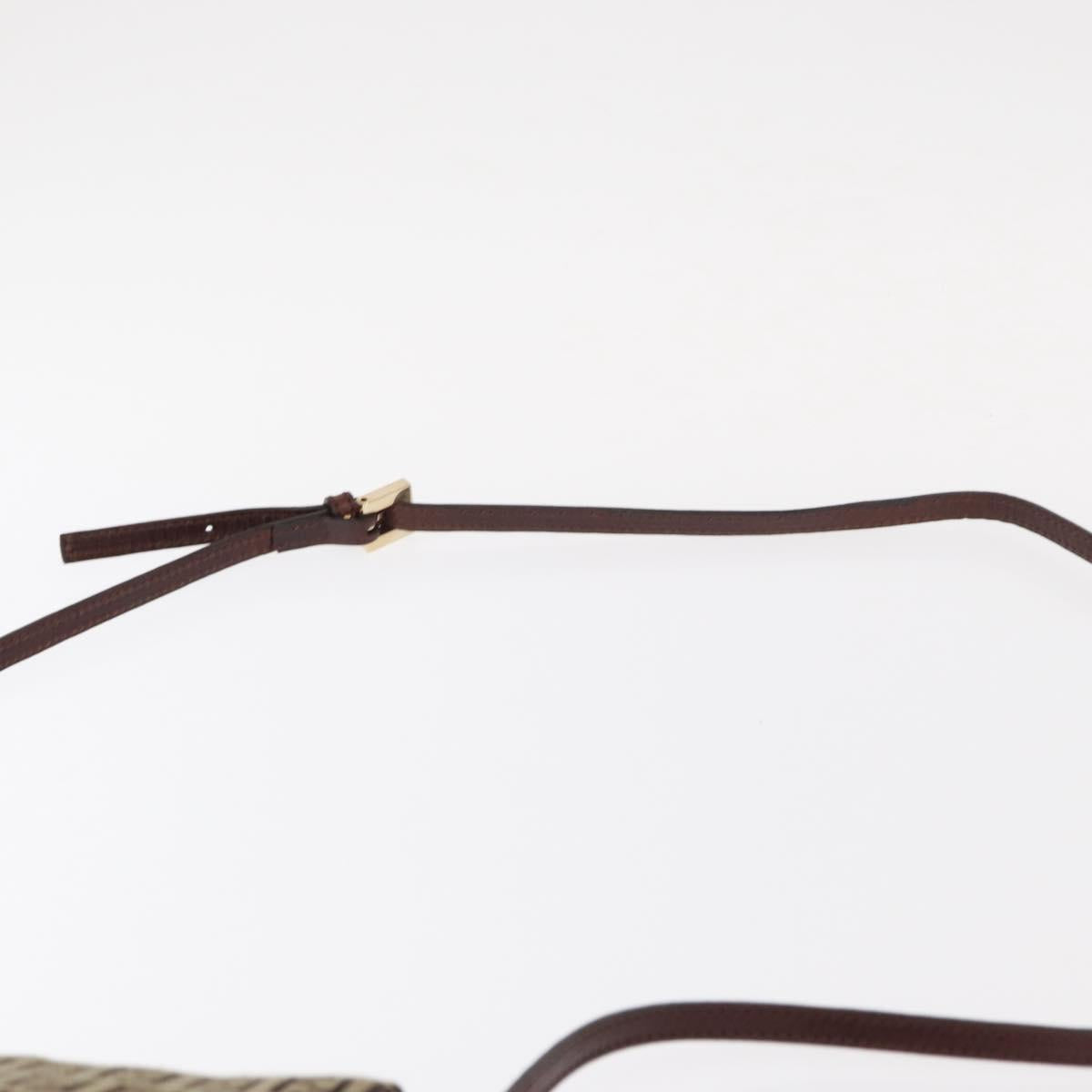 FENDI Zucchino Canvas Shoulder Bag Beige Gold Auth ka118