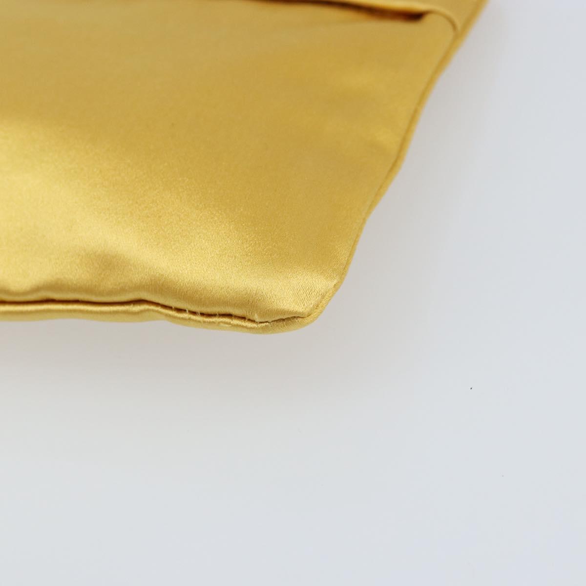 PRADA Pouch Satin Gold Auth ka1184