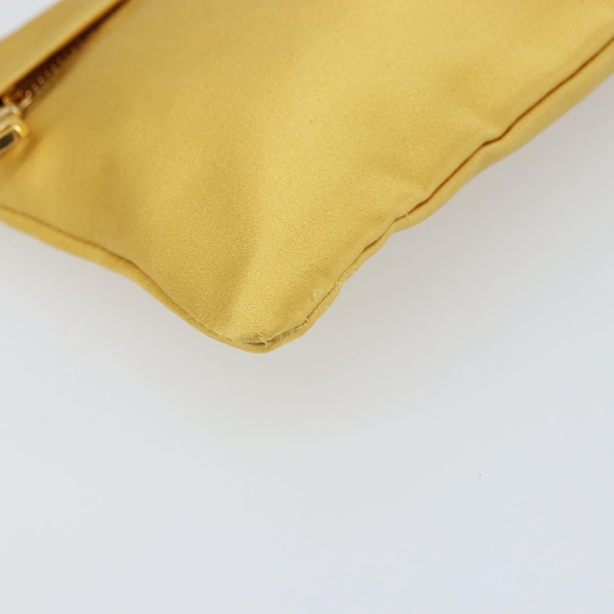 PRADA Pouch Satin Gold Auth ka1184