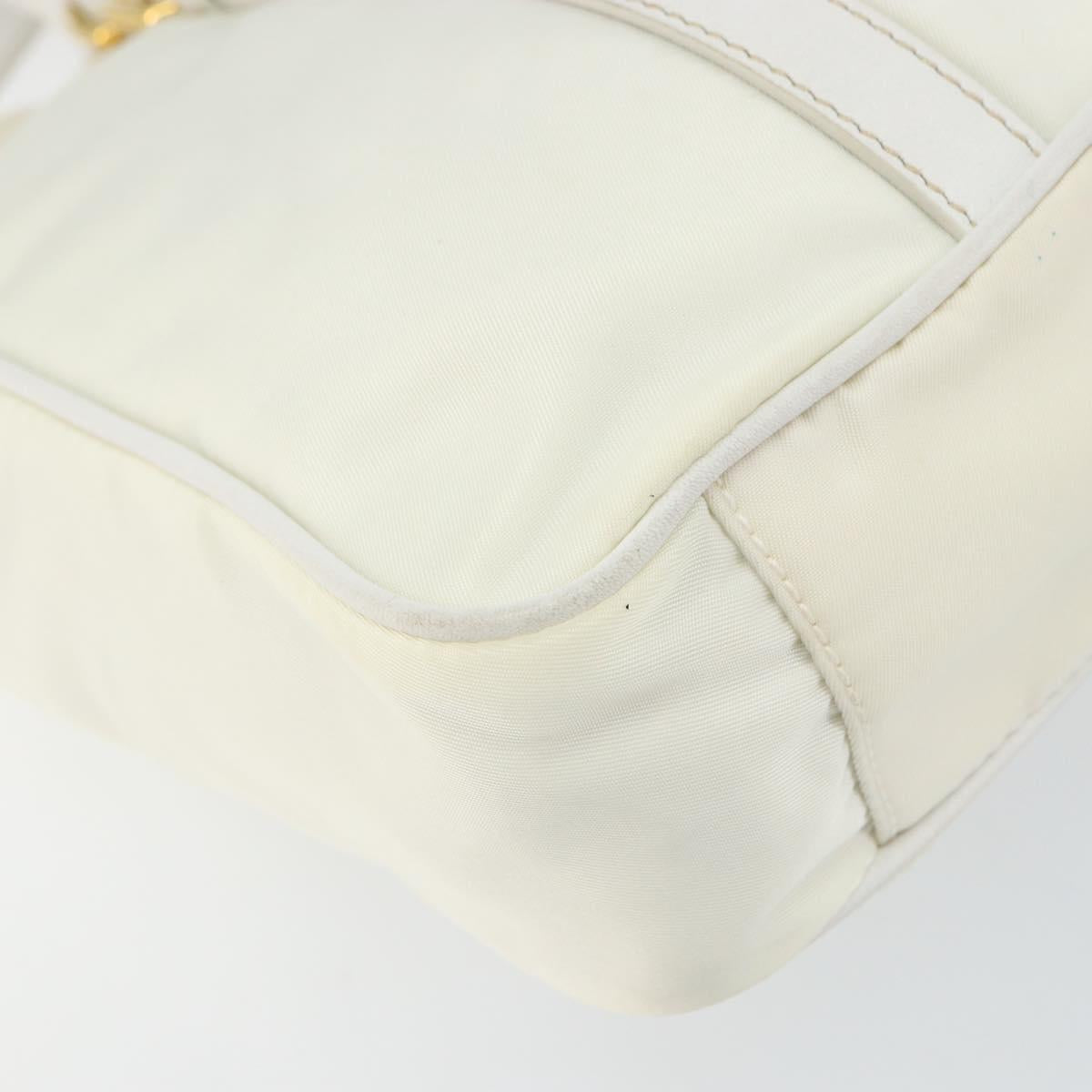 PRADA Hand Bag Nylon 2way White Gold Auth ka1185