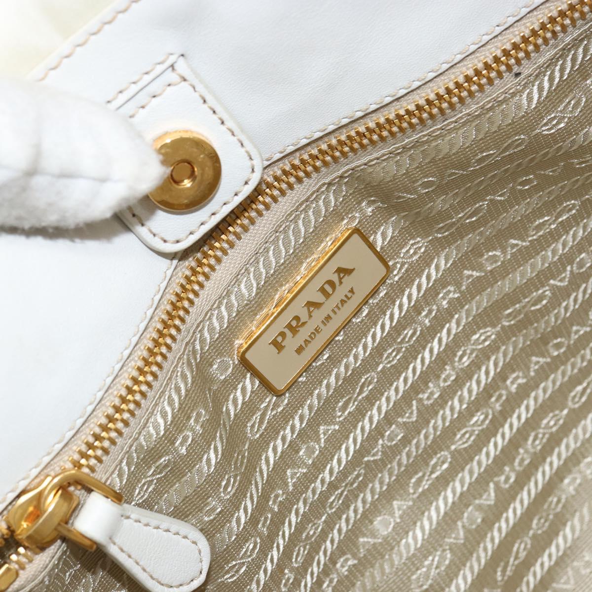 PRADA Hand Bag Nylon 2way White Gold Auth ka1185