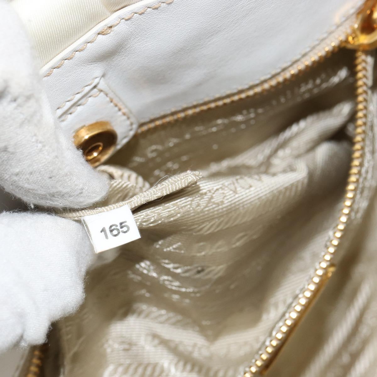 PRADA Hand Bag Nylon 2way White Gold Auth ka1185